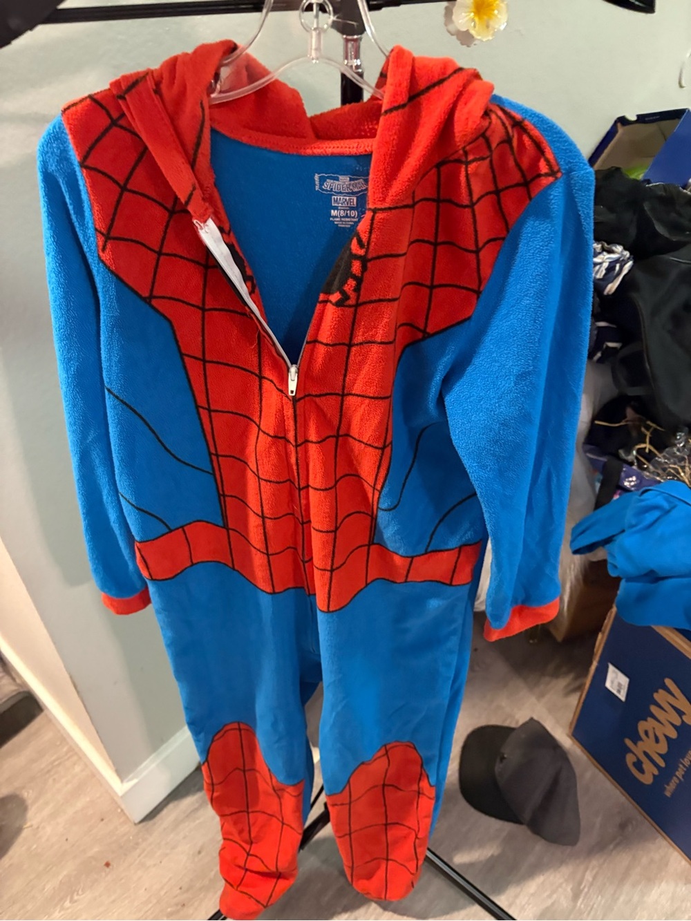 Kids Spider-Man One-Piece Hooded Costume indie- Blue & Red onsie